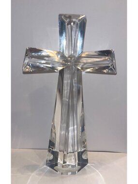 24% Lead Crystal Bohemian Teleflora Cross Figurine Made In Czech Republic